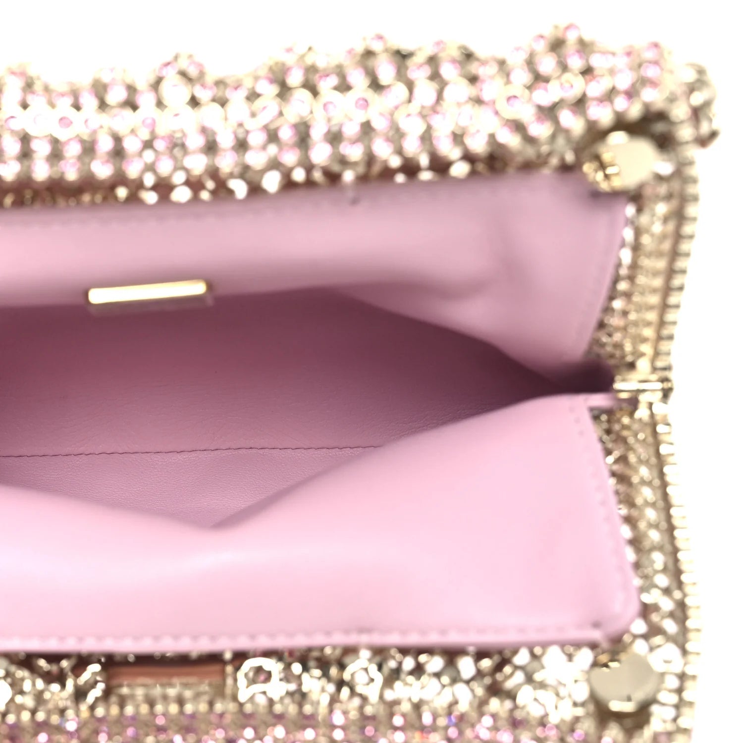 Crystal Embellished Metallic Lambskin Mini  22 Pink