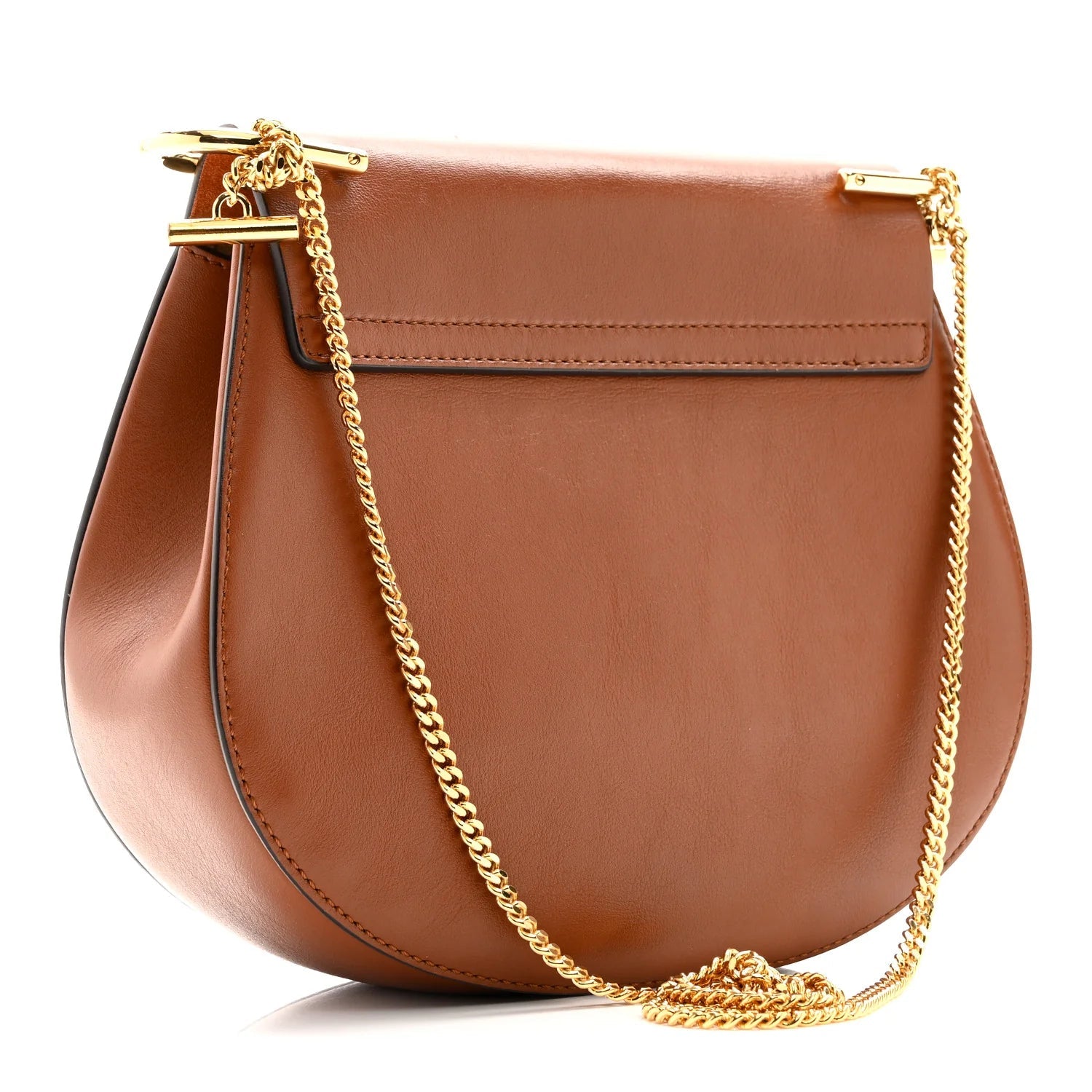 Suede Smooth Calfskin Drew Shoulder Bag Classic Tobacco