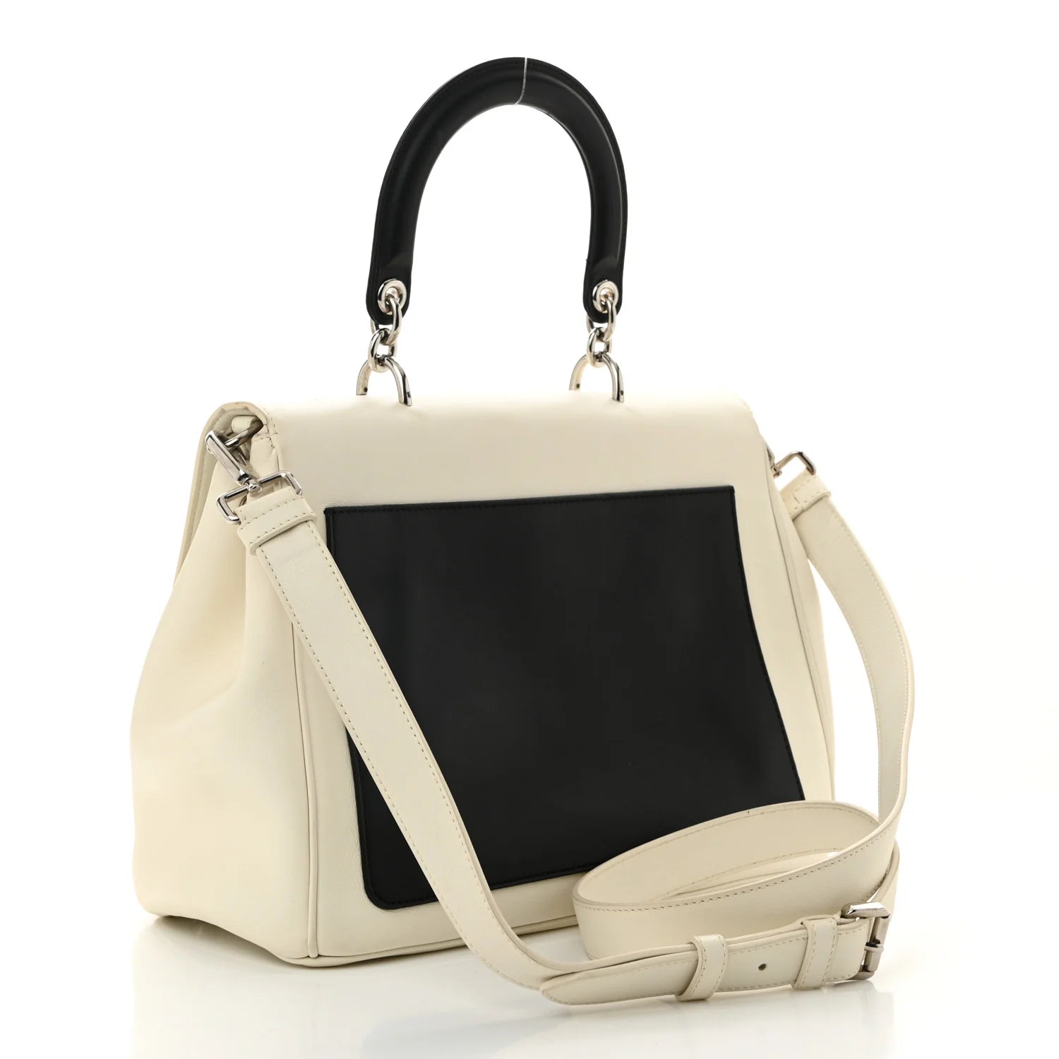 Smooth Calfskin Bi-Color Medium Be Dior Flap White Black