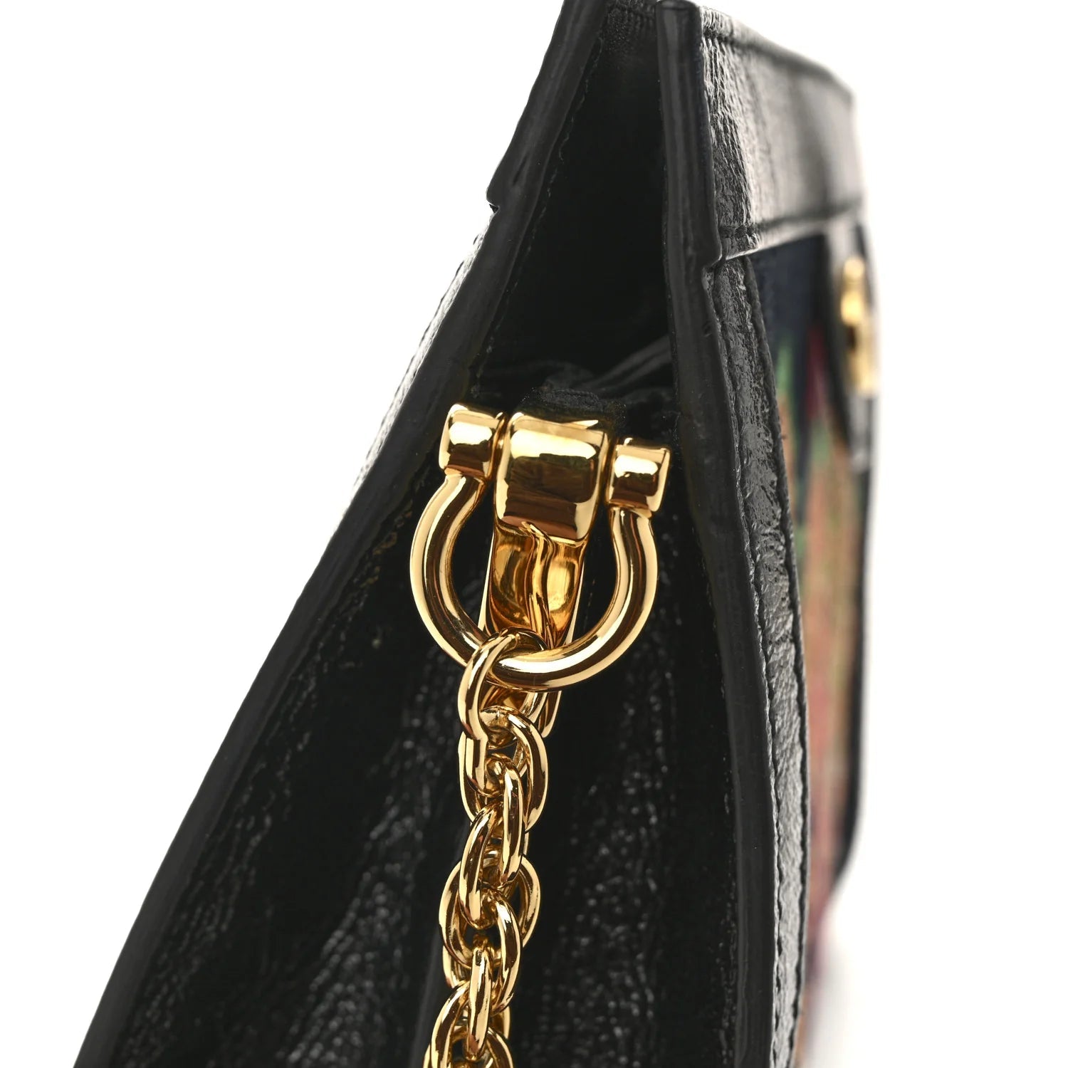 Suede Patent Web Dragon Embroidered Small Ophidia Chain Shoulder Bag Blue Black