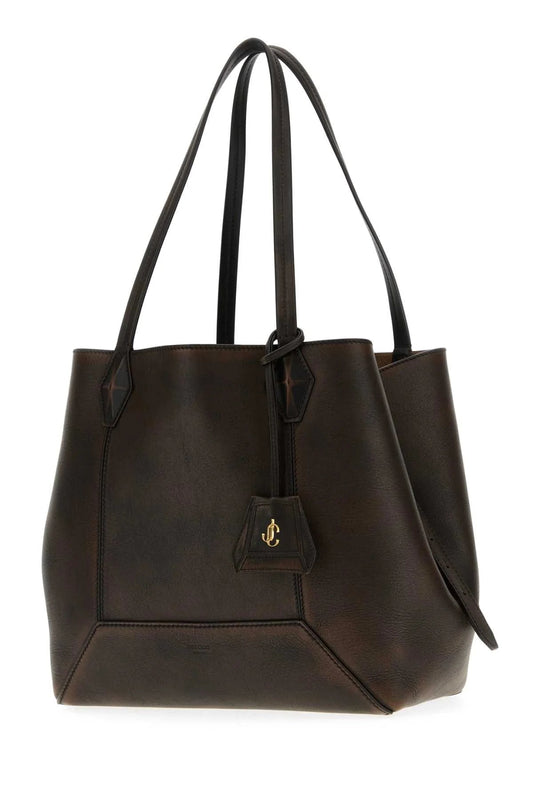 DARK BROWN LEATHER DIAMOND SHOPPING BAG