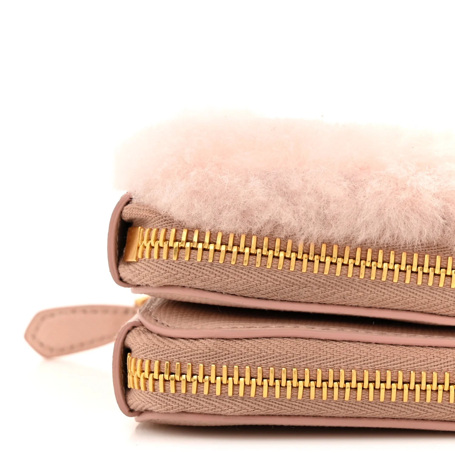 Saffiano Shearling Triangle Mini Pouch Orchidea