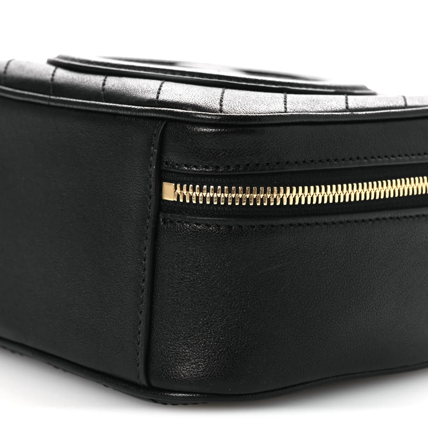 Sakai Be Green Calfskin Diagonal Stitched Blondie Top Handle Bag Black