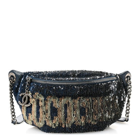 Sequin Coco Cuba Waist Bag Fanny Pack Blue Pink