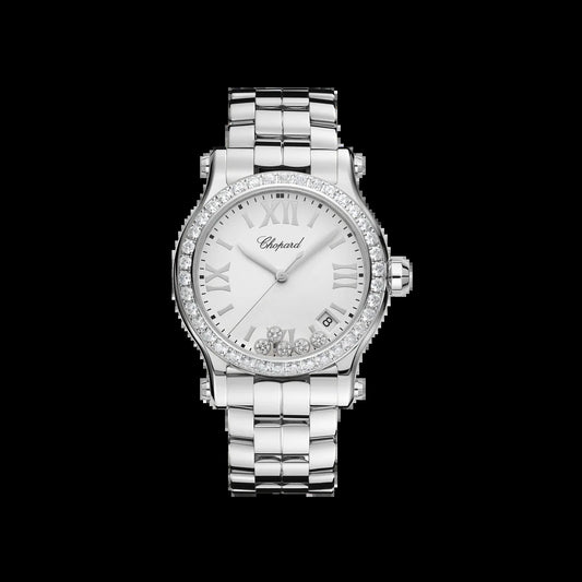 Unworn  Happy Sport Quartz, Stainless Steel, 5 Floating Diamonds, 36Mm, Ref# 278582-3004, Box and Papers