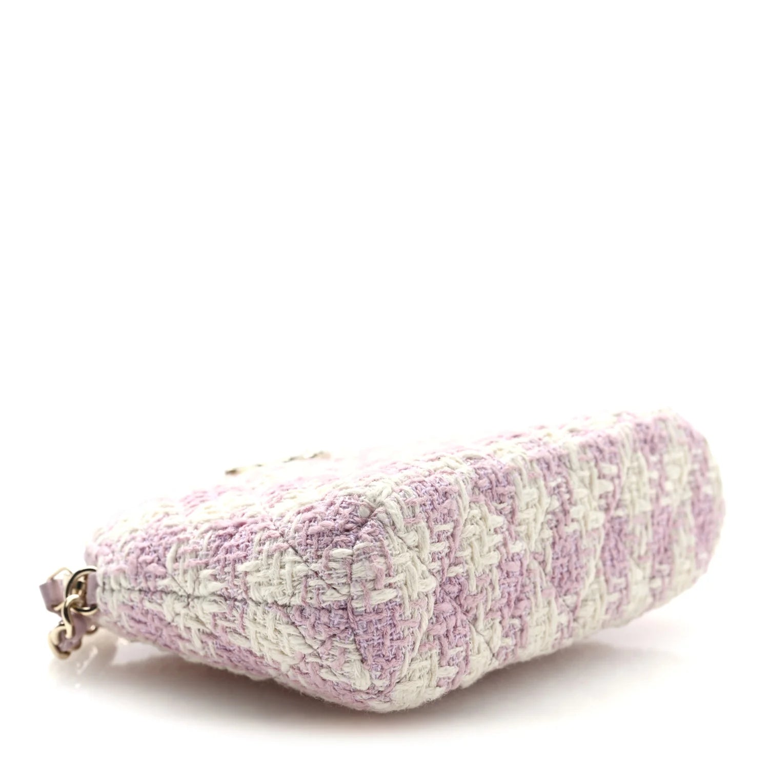 Tweed Quilted Mini Clutch with Chain Pink