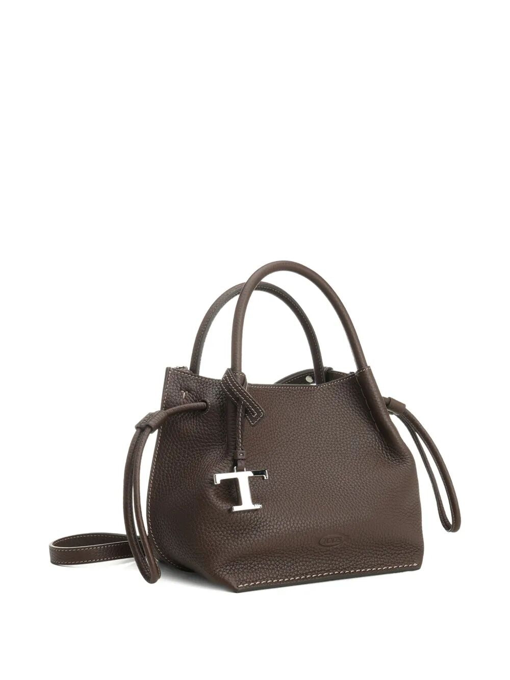 SMALL BROWN LEATHER BUCKET BAG