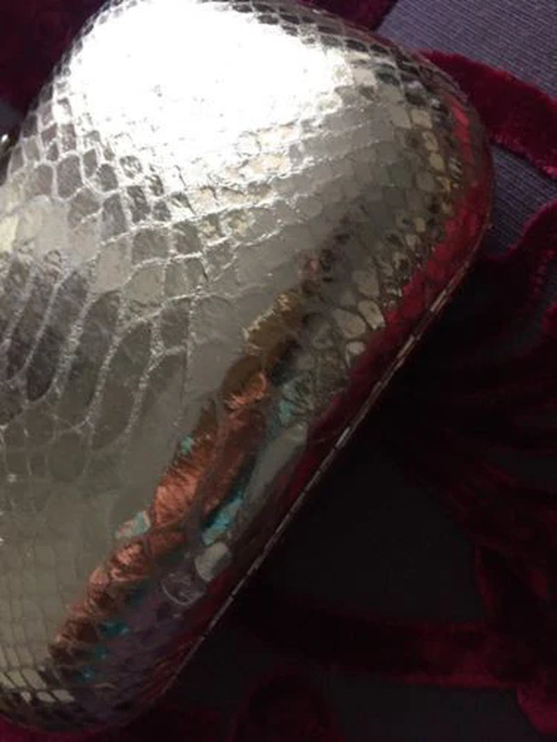 Ltd Italy Gold Snakeskin Knot Clutch