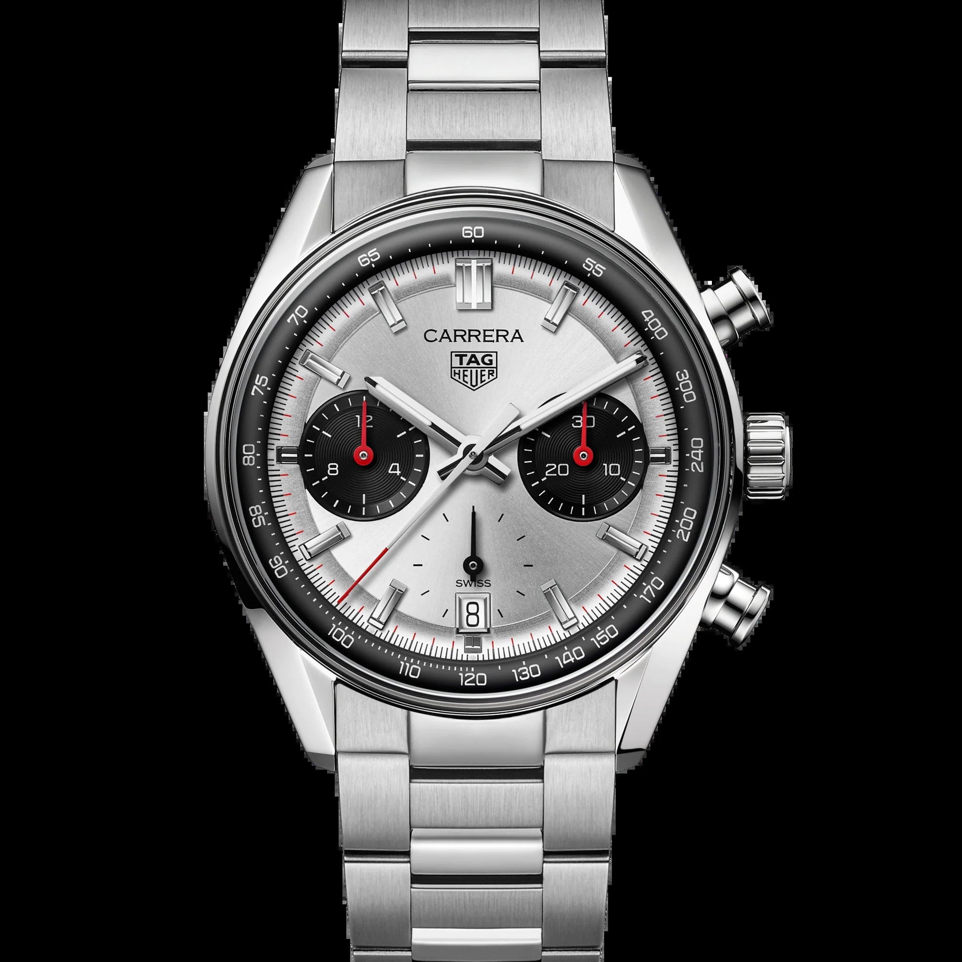 Unworn  Carrera Chronograph “Panda” Glassbox, Stainless Steel, 39Mm, Ref# CBS2216.BA0041, Box & Papers