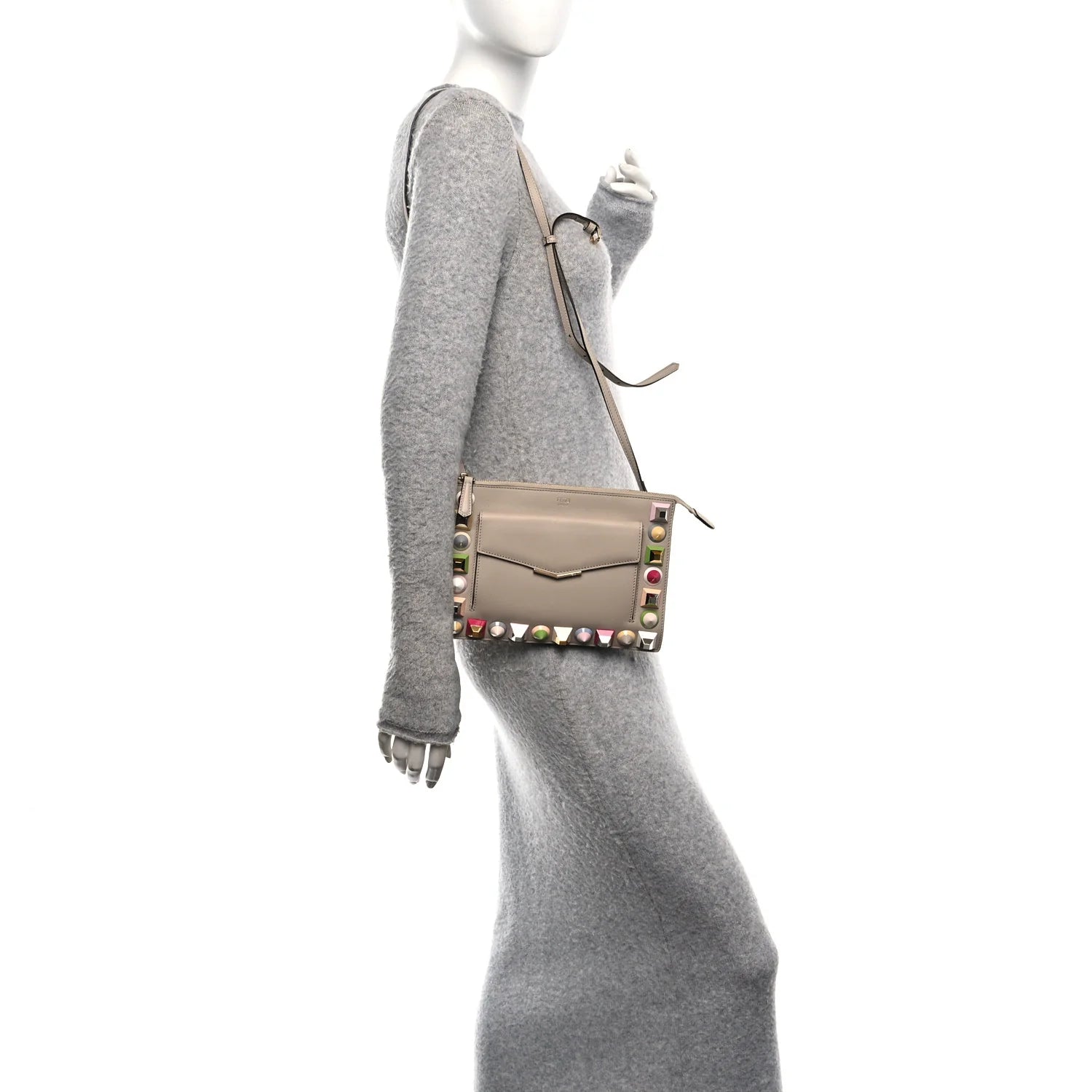 Vitello Dolce Studded Mini 2Jours Pouch Cuoio Multicolor