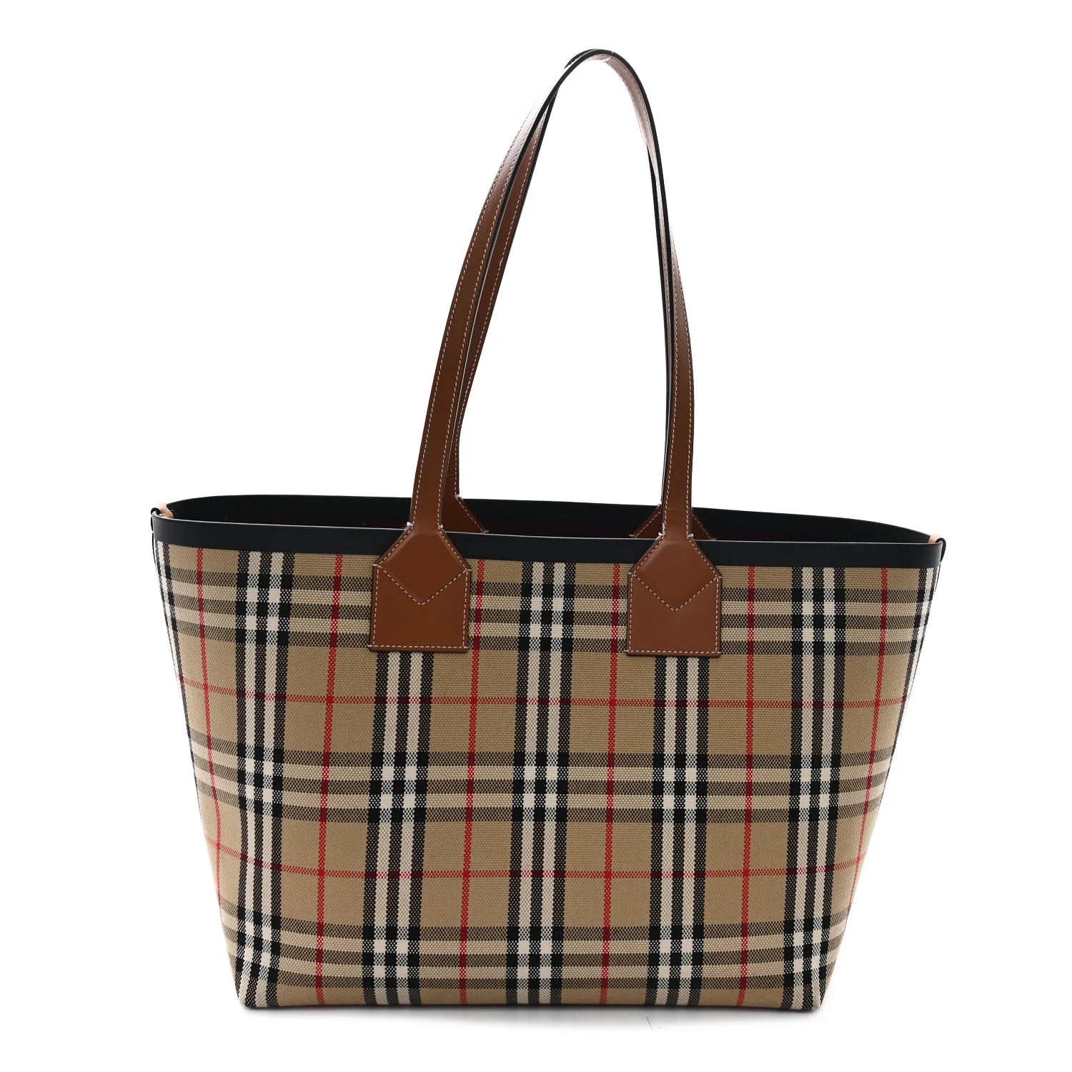 Cotton Vintage Check Medium London Tote Bag Briar Brown Black