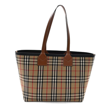 Cotton Vintage Check Medium London Tote Bag Briar Brown Black