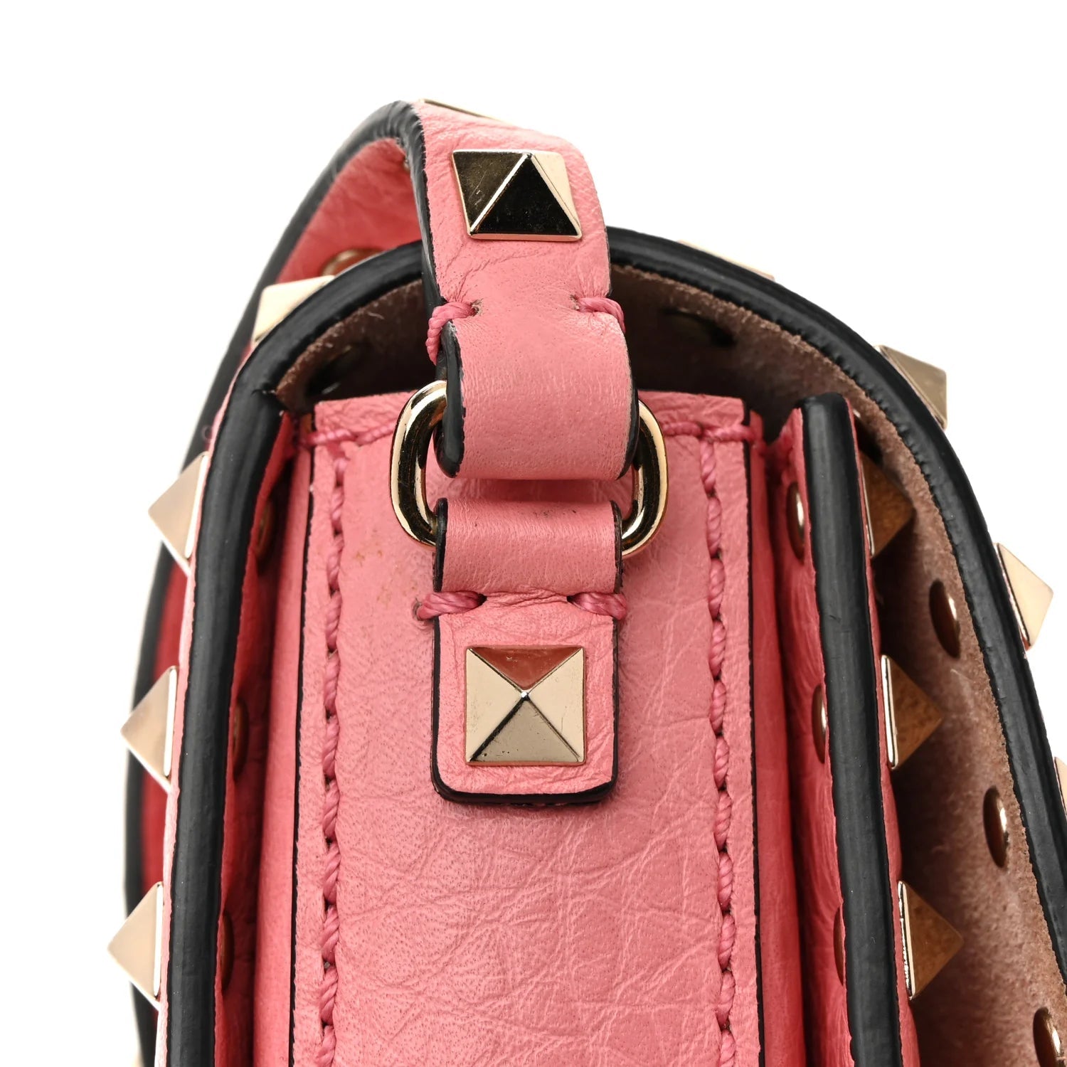 Vitello Rockstud Flap Crossbody Bag Pink