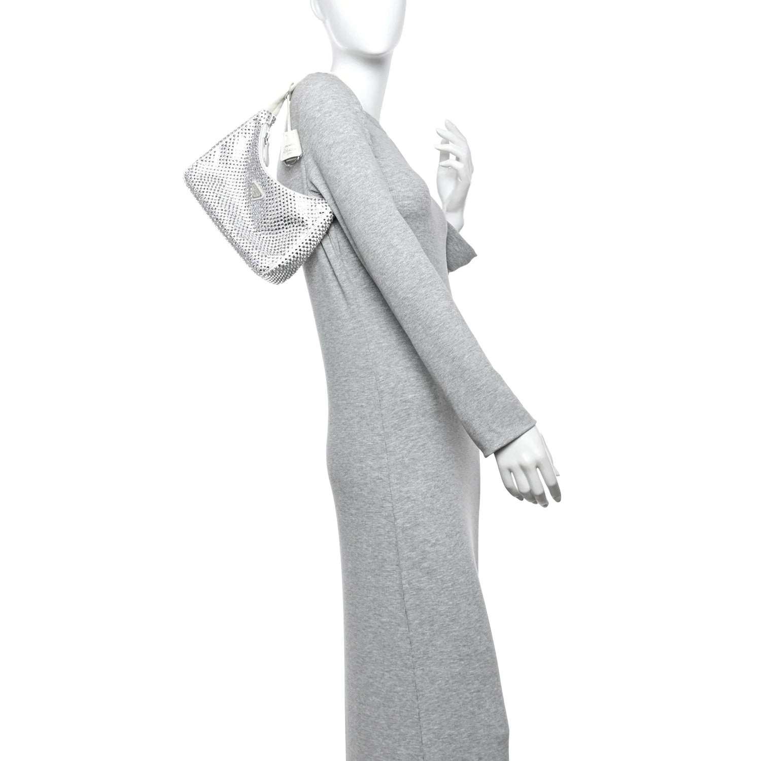 Satin Crystal Mini Re-Edition 2000 Bag White