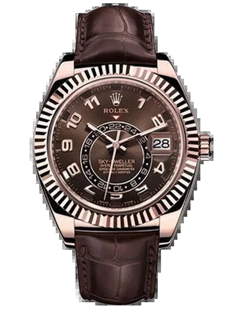 Rolex Sky-Dweller Rose Gold Chocolate Dial Men'S Watch 326135 Cho