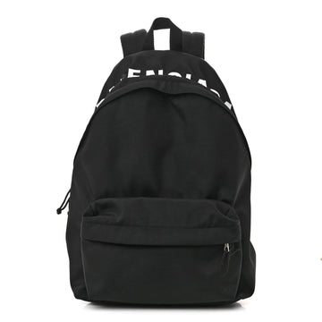 Sport Nylon Logo Embroidered Large Wheel Backpack Black