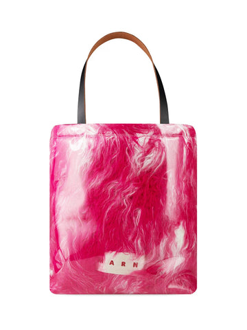 LOGO PATCH COVERED SHEARLING TOTE BAG