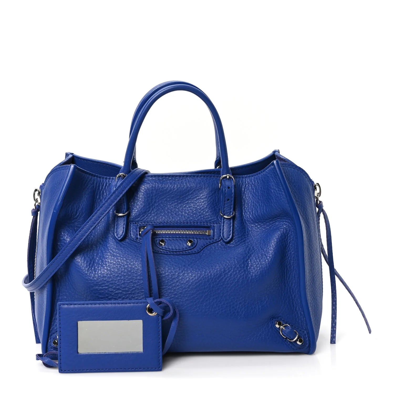 Veau Papier A6 Zip around Tote Bleu Roi