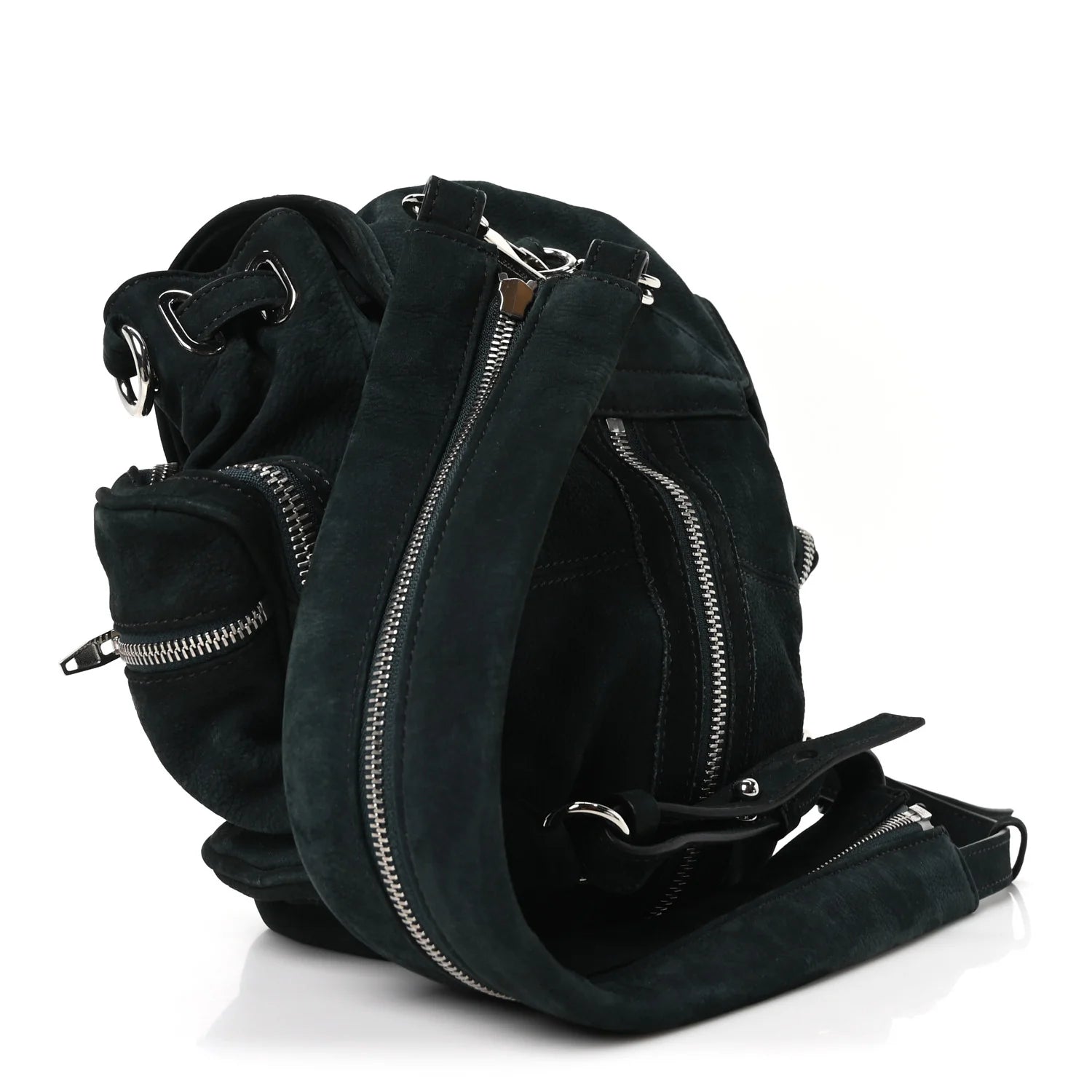 Nubuck Mini Marti Backpack Green Rhodium Hardware