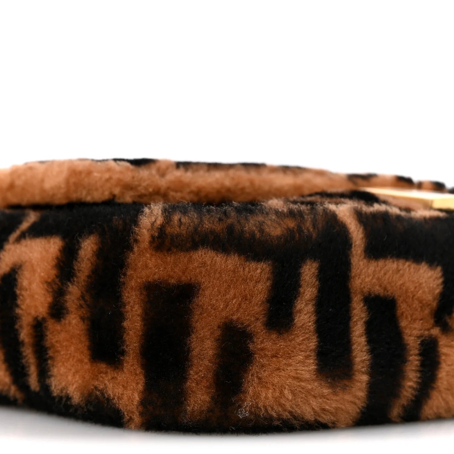 Shearling Vitello Dolce Macro FF 1974 Baguette Tobacco Black