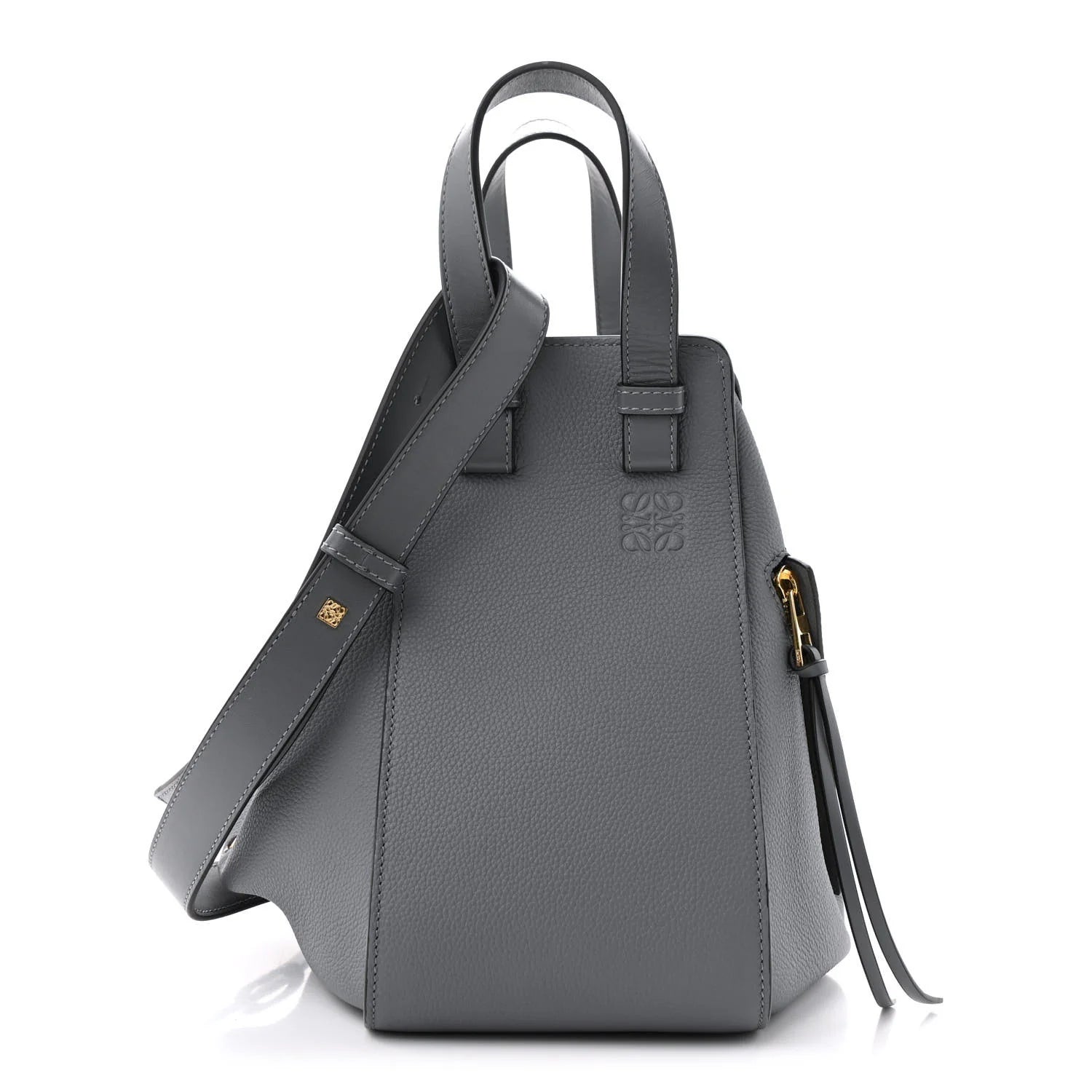 Grained Calfskin Small Hammock Shoulder Bag Asphalt