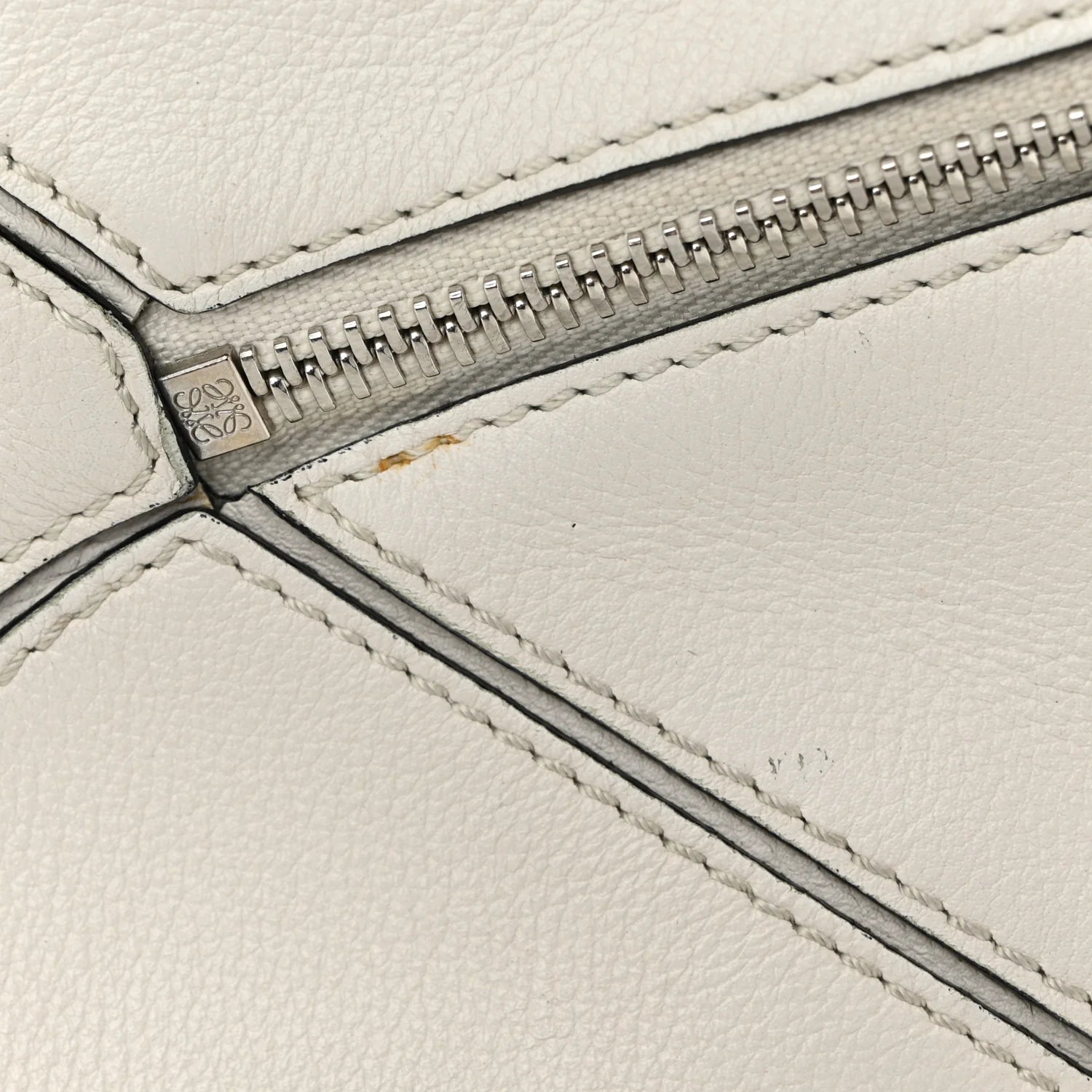 Grained Calfskin Small Puzzle Bag White