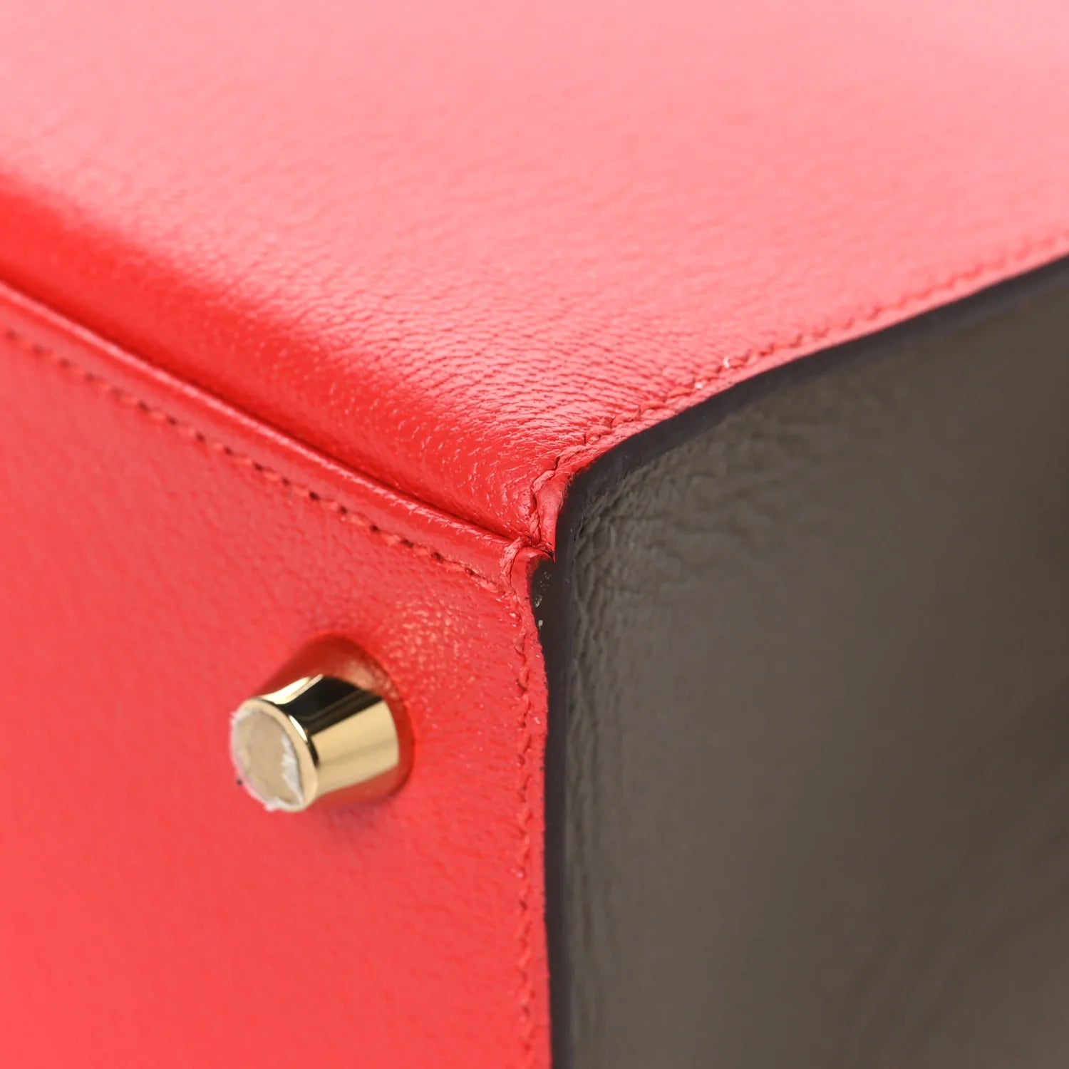 Chevre Chandra Bi-Color Horseshoe Kelly Sellier 25 Rouge De Coeur Etoupe