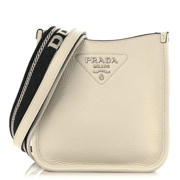 Vitello Daino Soft Mini Hobo Messenger Bag White