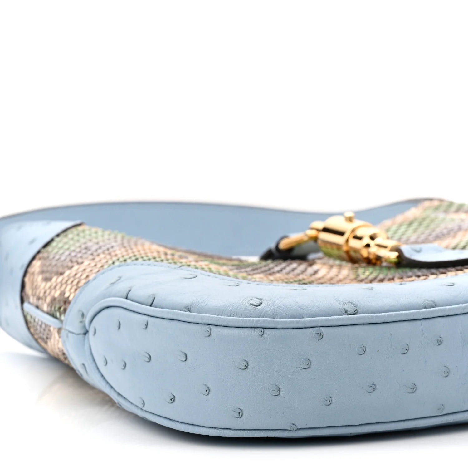 Snakeskin Ostrich Calfskin Small Jackie 1961 Hobo Blue Multicolor