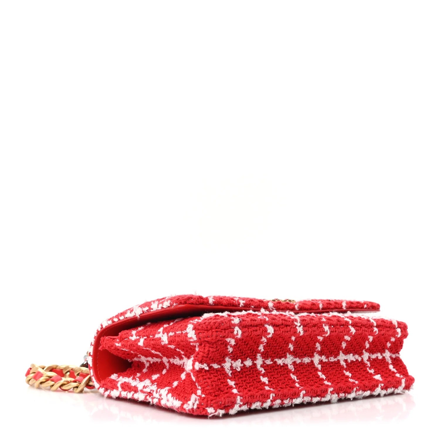 Tweed Quilted  19 Wallet on Chain WOC Red White