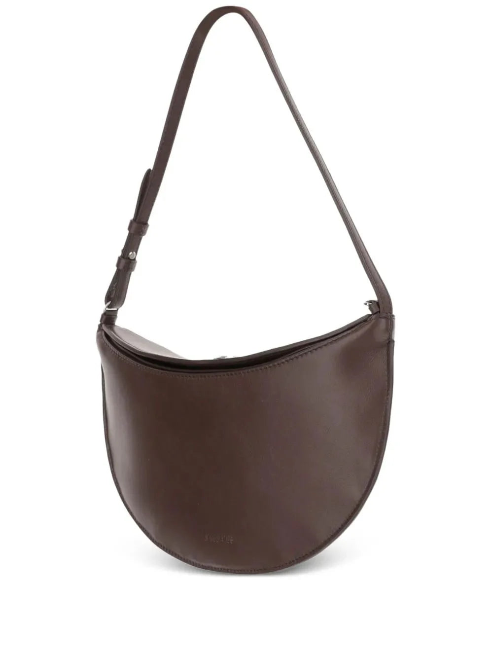 COMPACT OVAL EMBOSSED LOGO SHOULDER BAG