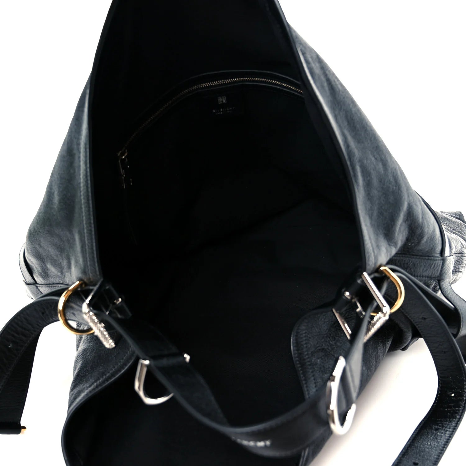 Tumbled Calfskin Large Voyou Bag Black