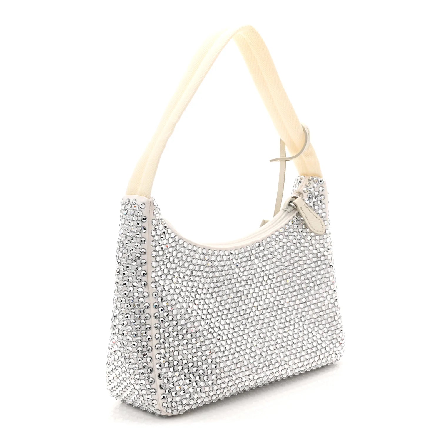 Satin Crystal Mini Re-Edition 2000 Bag White