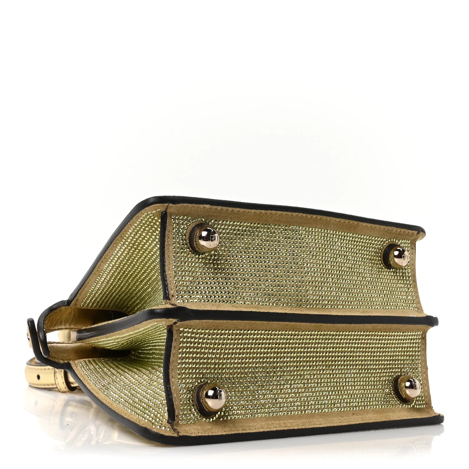 Crystal Vitello Laminato FF Petite Peekaboo I SEE U Satchel Crystal Platinum Light Gold