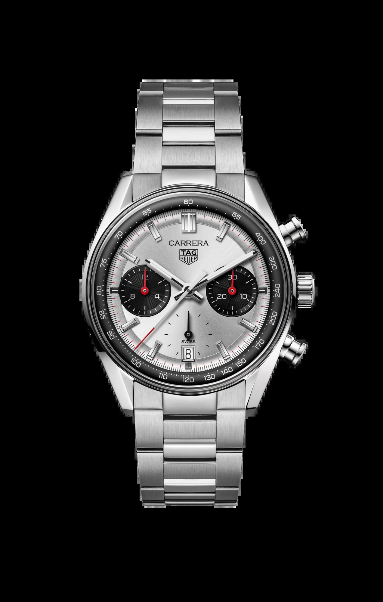 Unworn  Carrera Chronograph “Panda” Glassbox, Stainless Steel, 39Mm, Ref# CBS2216.BA0041, Box & Papers