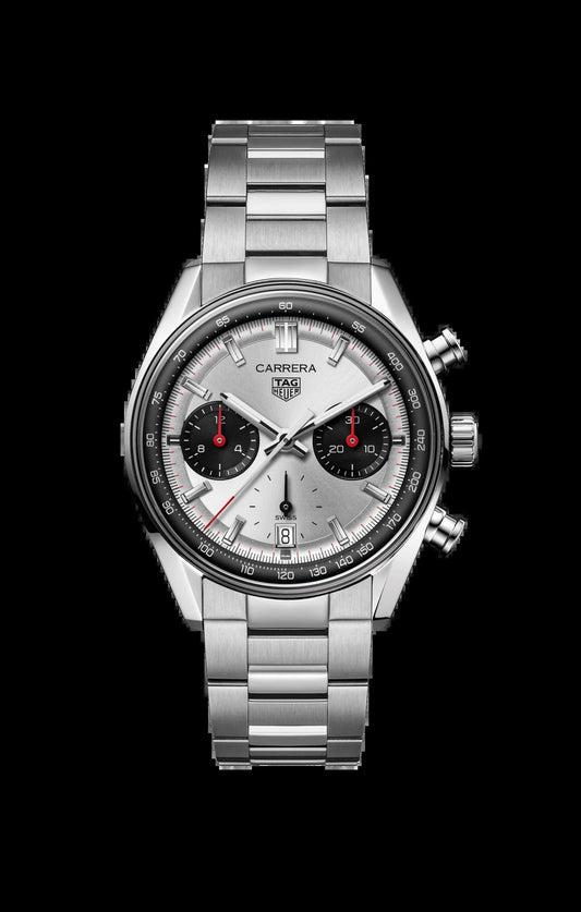 Unworn  Carrera Chronograph “Panda” Glassbox, Stainless Steel, 39Mm, Ref# CBS2216.BA0041, Box & Papers