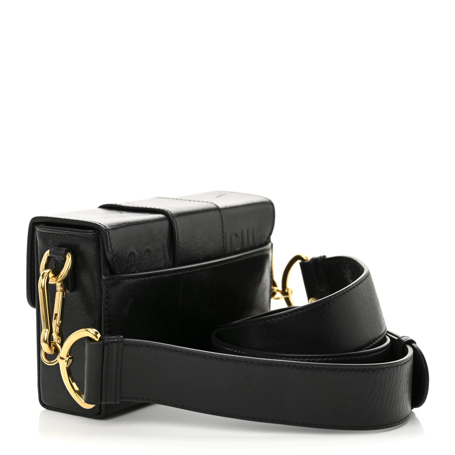 Crackled Lambskin 30 Montaigne Box Bag Black