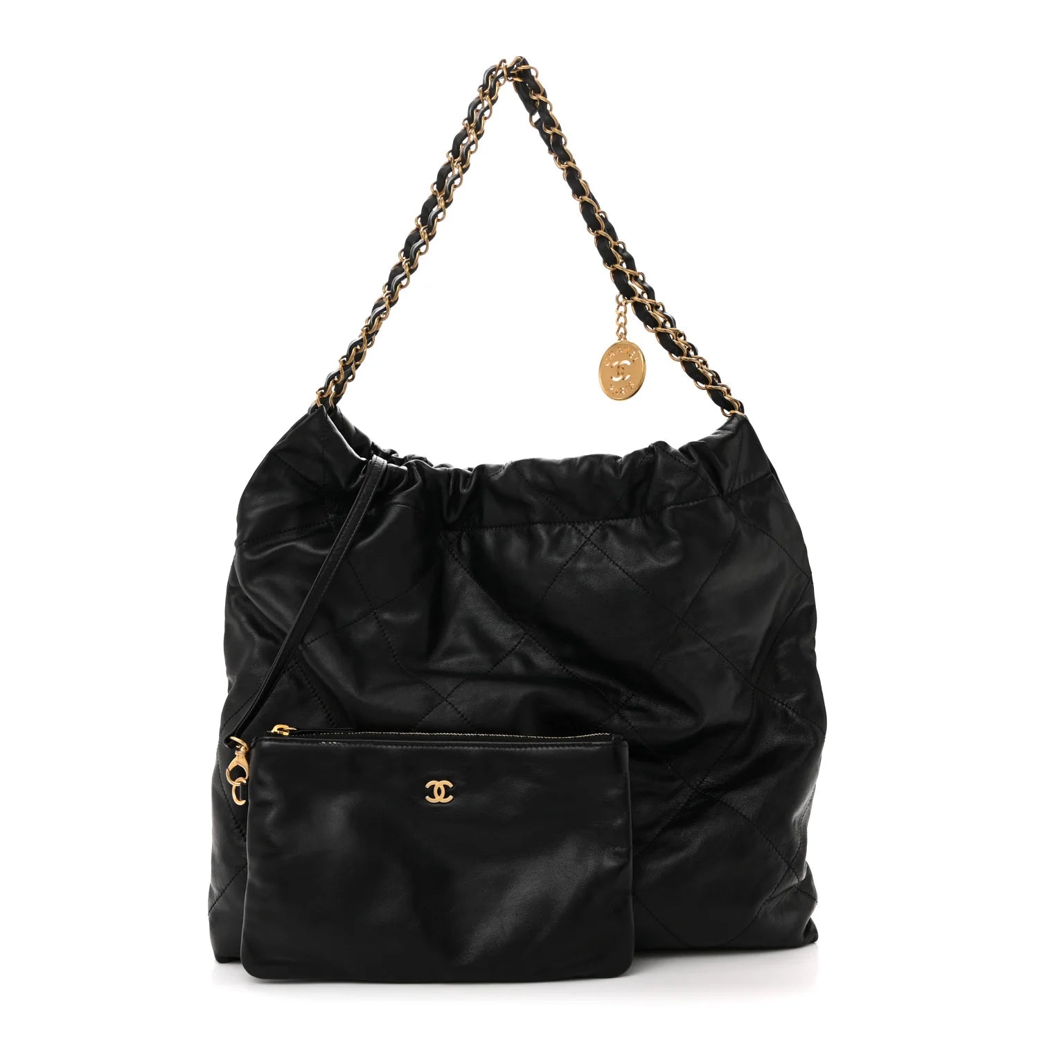 Shiny Calfskin Quilted  22 Black