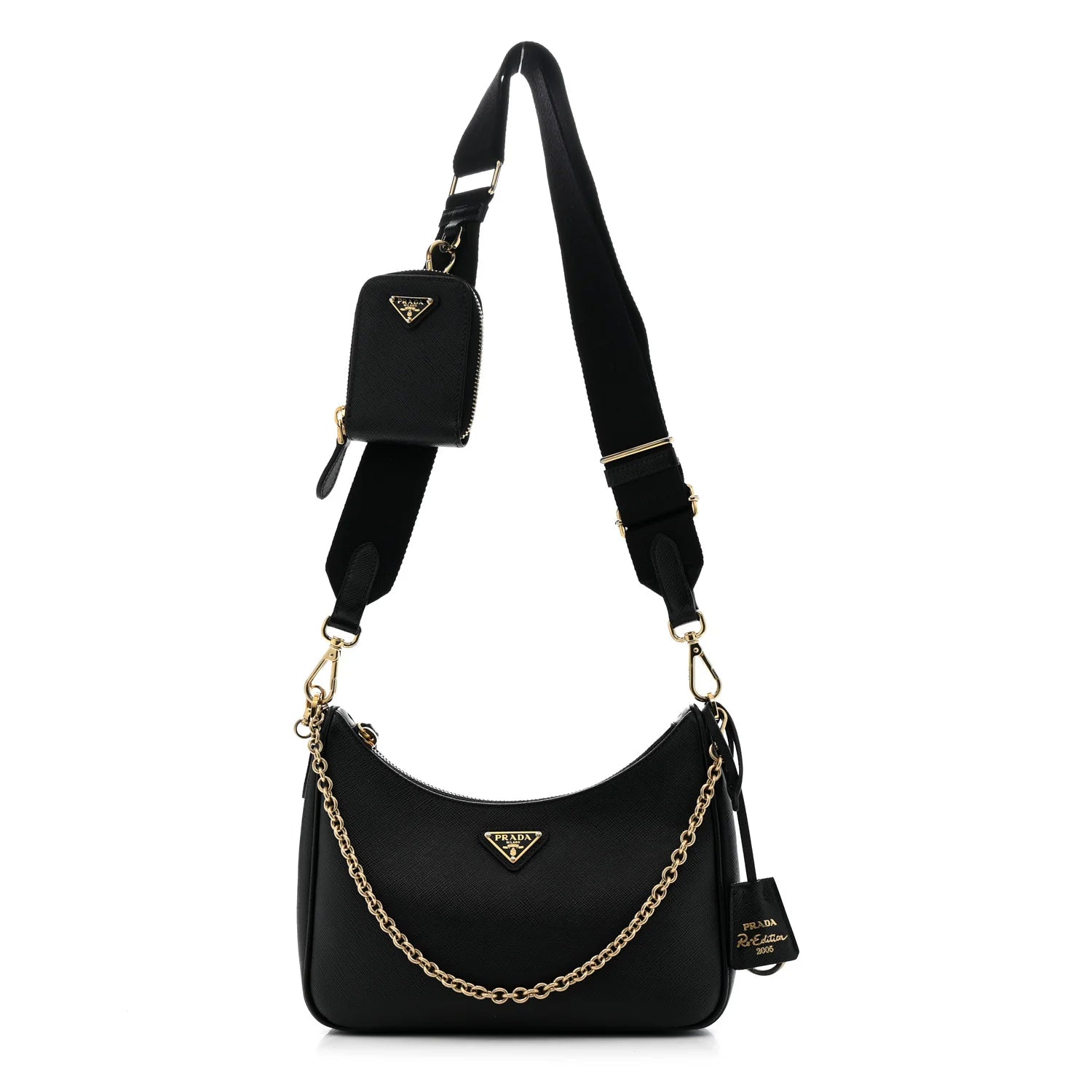 Saffiano Lux Re-Edition 2005 Shoulder Bag Black