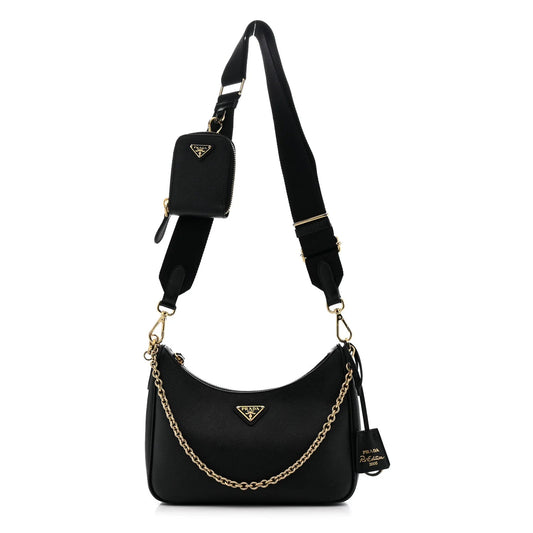 Saffiano Lux Re-Edition 2005 Shoulder Bag Black