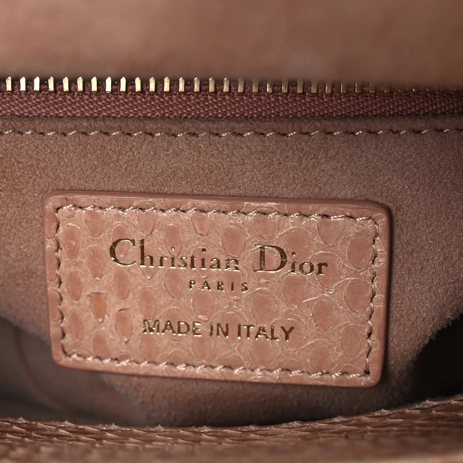 Snakeskin Mini Lady Dior Beige