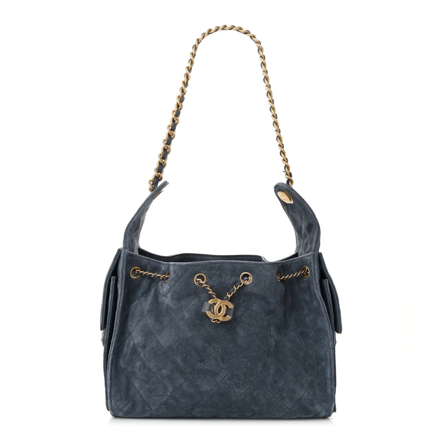 Suede Quilted Small  25 Handbag Blue