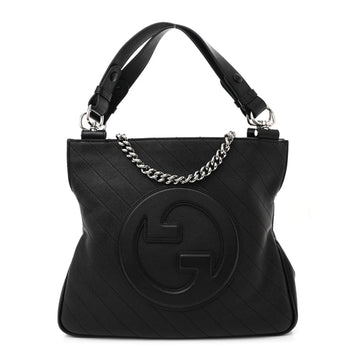 Sakai Be Green Calfskin Diagonal Stitched Small Blondie Tote Black