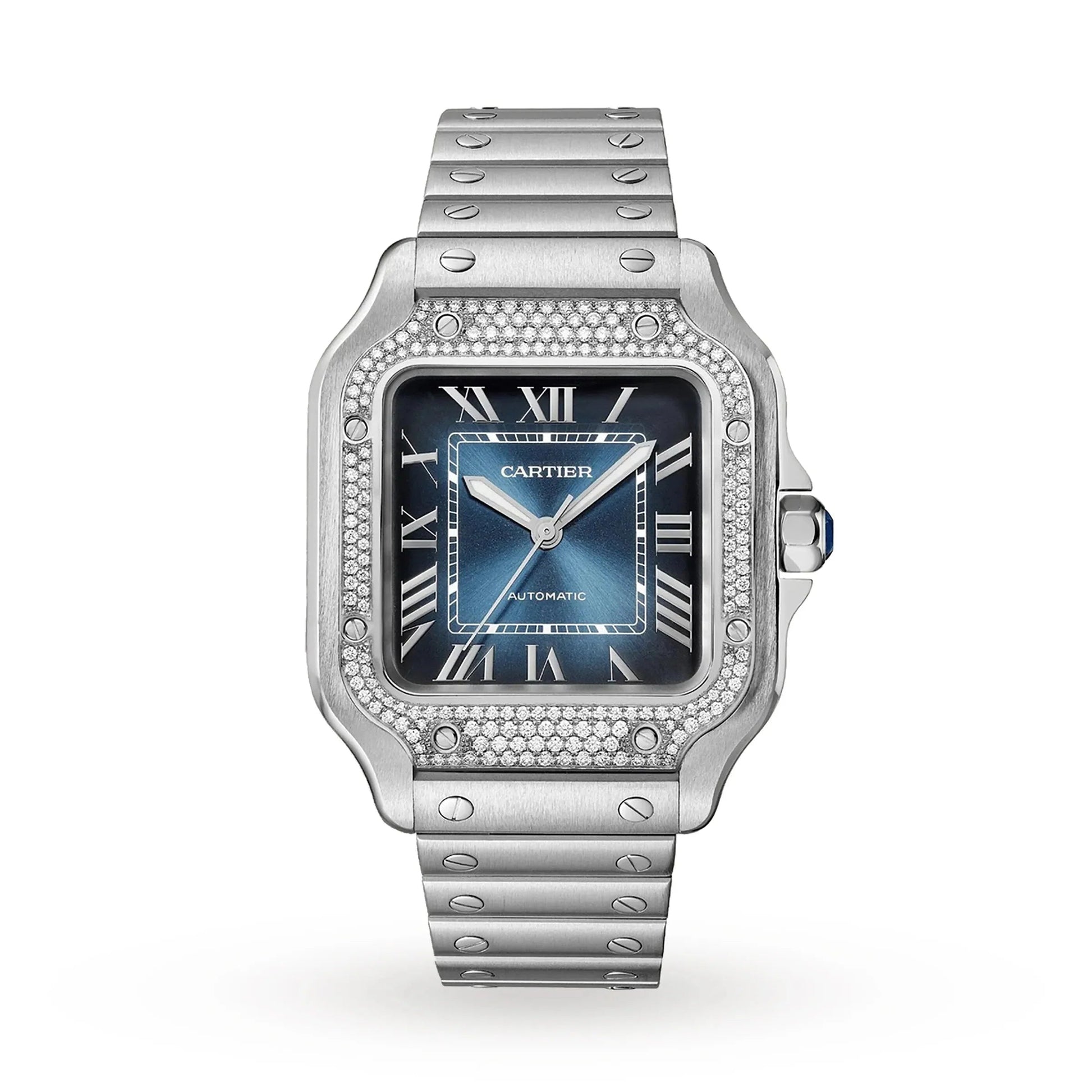 Unworn  Santos De , Stainless Steel, 35.1Mm, Ref# W4SA0006, Box and Papers