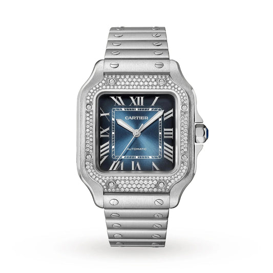 Unworn  Santos De , Stainless Steel, 35.1Mm, Ref# W4SA0006, Box and Papers