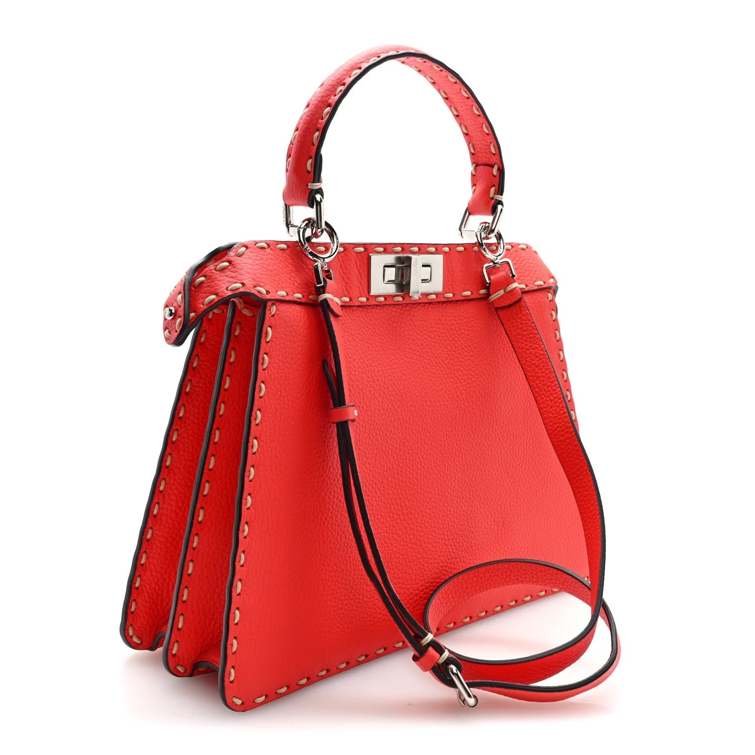 Vitello Granato Camoscio Selleria Macro Stitchings Medium Peekaboo I SEE U Satchel Tullipano