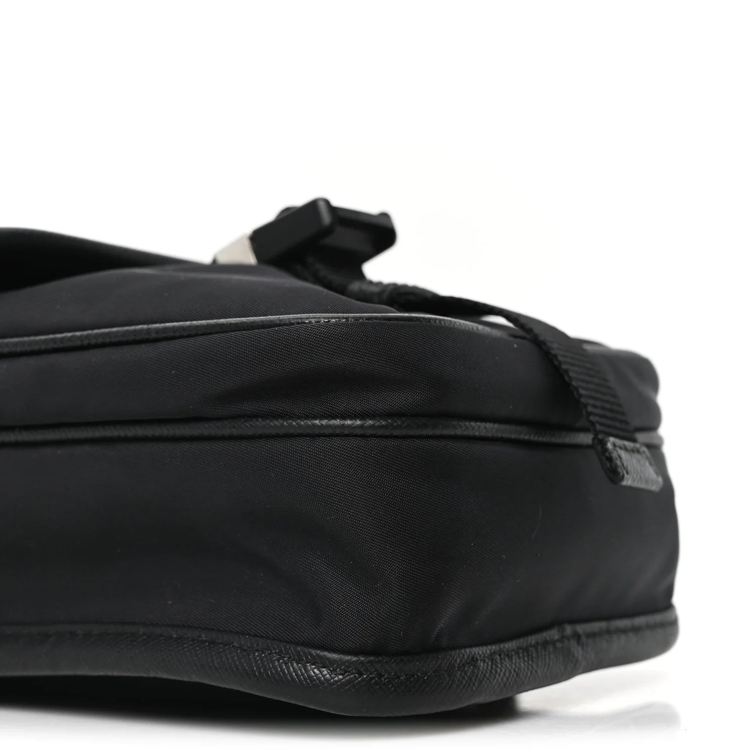 Re-Nylon Saffiano Mini Pocket Single Snap Buckle Messenger Bag Black