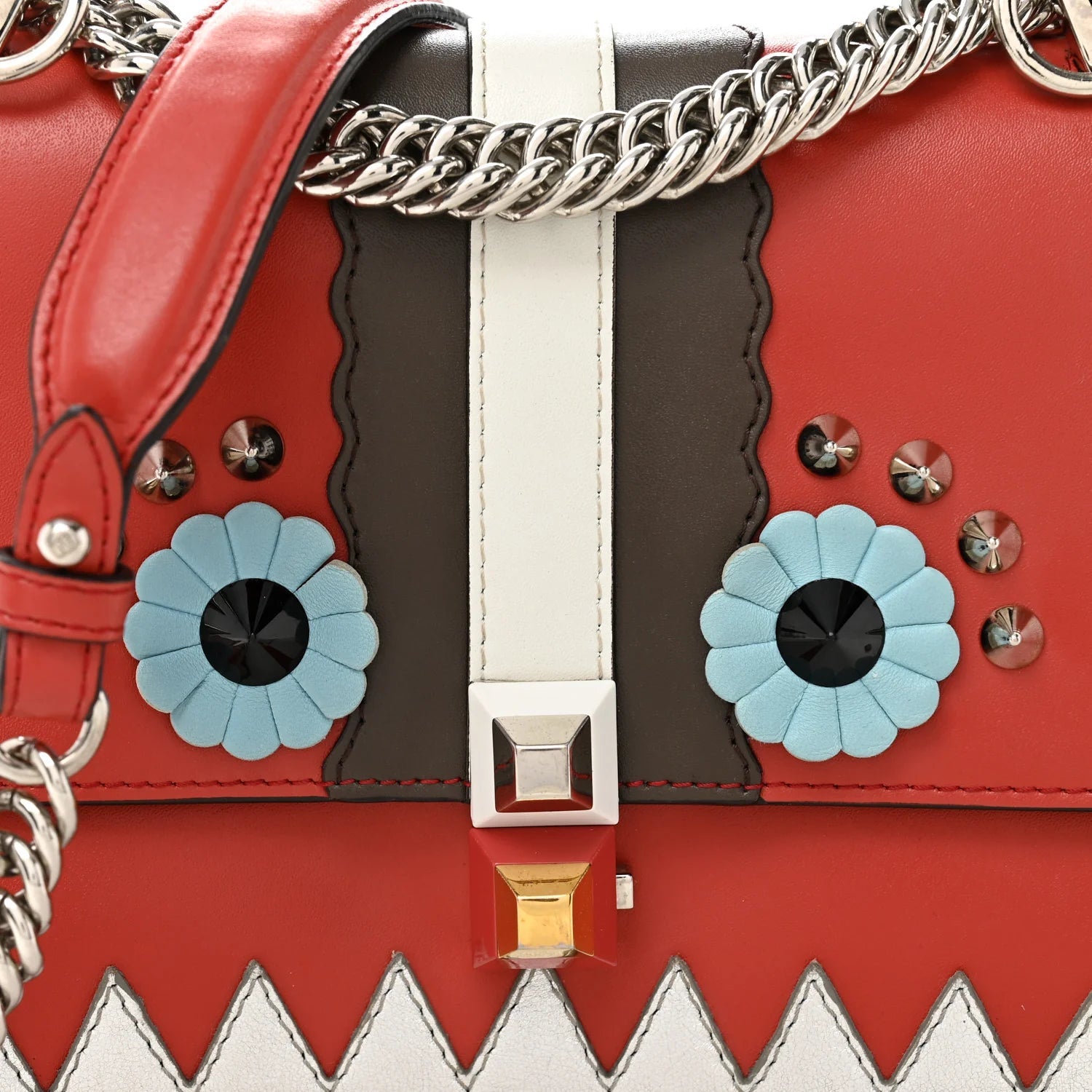 Vitello Liberty Lucido Catalan Mirror Hypnoteyes Studded Small Kan I Shoulder Bag Bloody Mary Carbone Multicolor