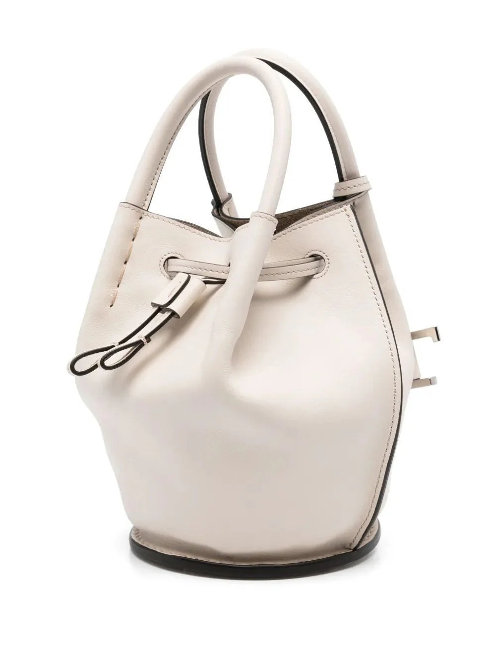LOGO-CHARM LEATHER MINI BUCKET BAG