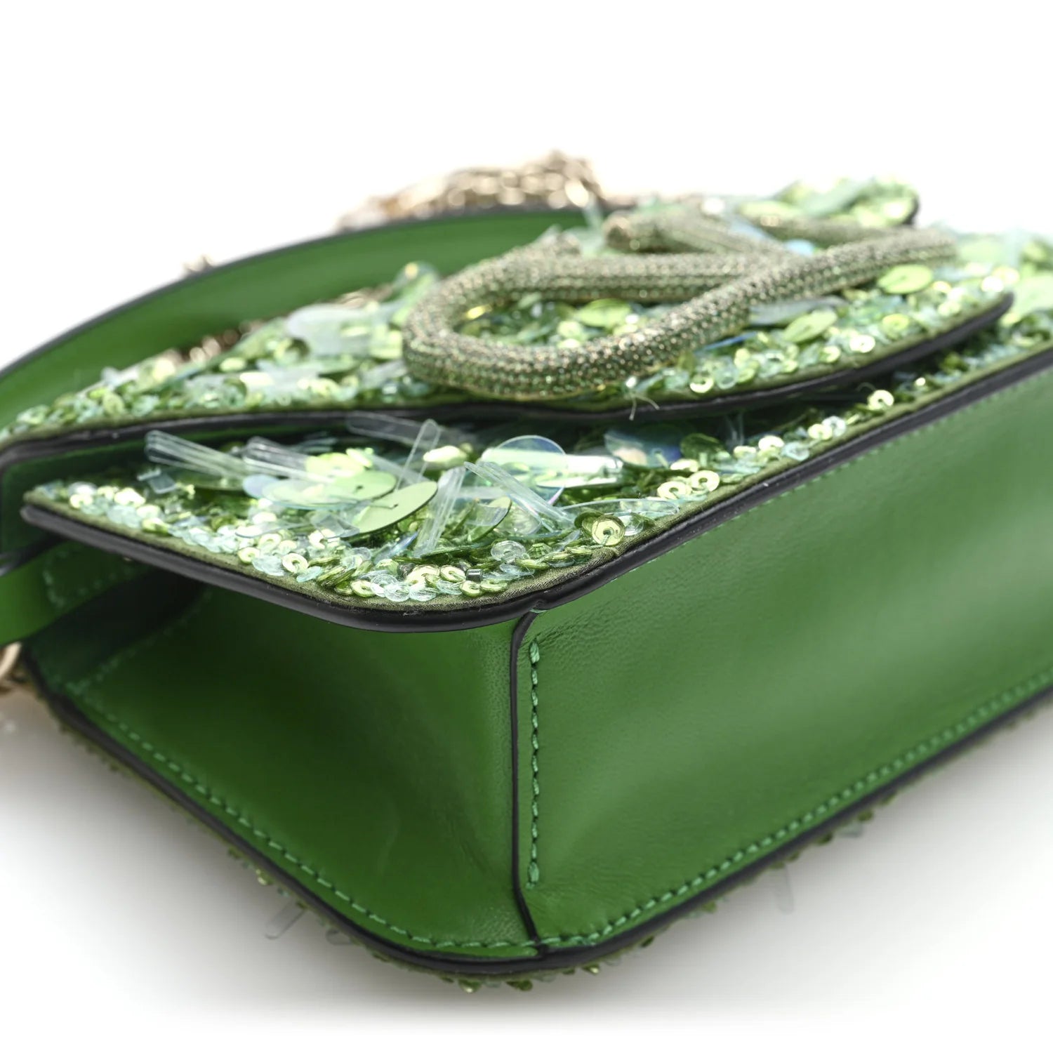 Sequin Crystal Vlogo Embroidered Small Loco Shoulder Bag Multicolor